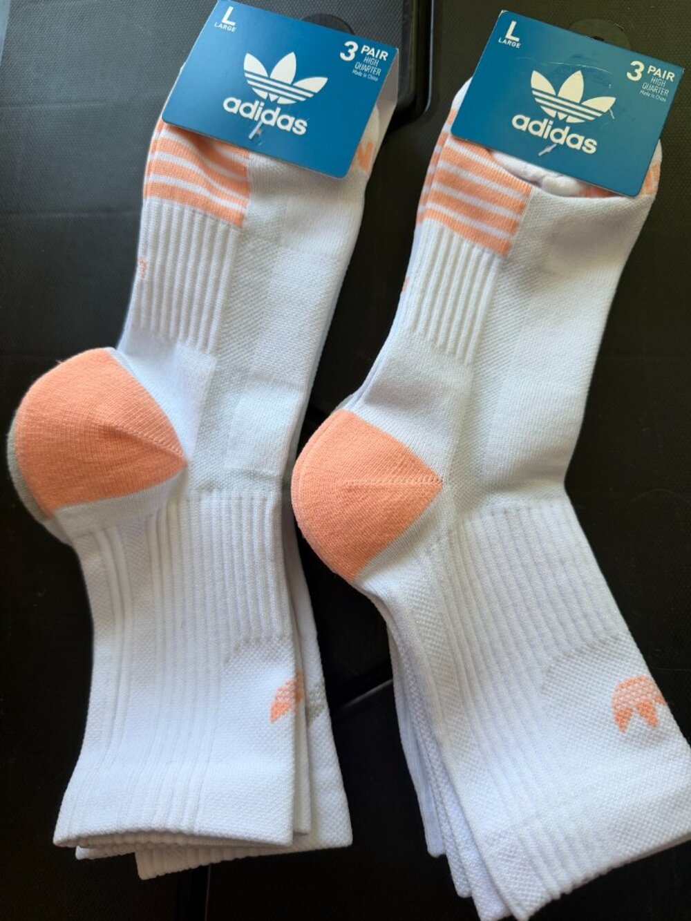 TWO (2) ADIDAS Men's 3-Pack Cushioned High Quarter Socks JJ7524C NEW with TAGS